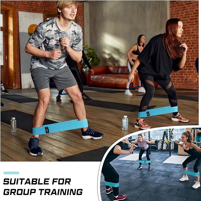 12 Pcs Fabric Resistance Bands for Working Out Booty Workout Stretch Exercise Bands Non Slip for Legs Squat Resistance Loop for Women Men Starter Butt Hip Thigh Fitness - Bloomnest