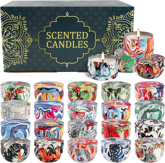24Pack Scented Candles,Soy Wax Travel Tin Jar Candles,Aromatherapy Candles for Home 2.5 OZ Scented Candles for Mom for Christmas Candles, Birthday, Thanksgiving, Mother's Day,Valentine'sDay - Bloomnest