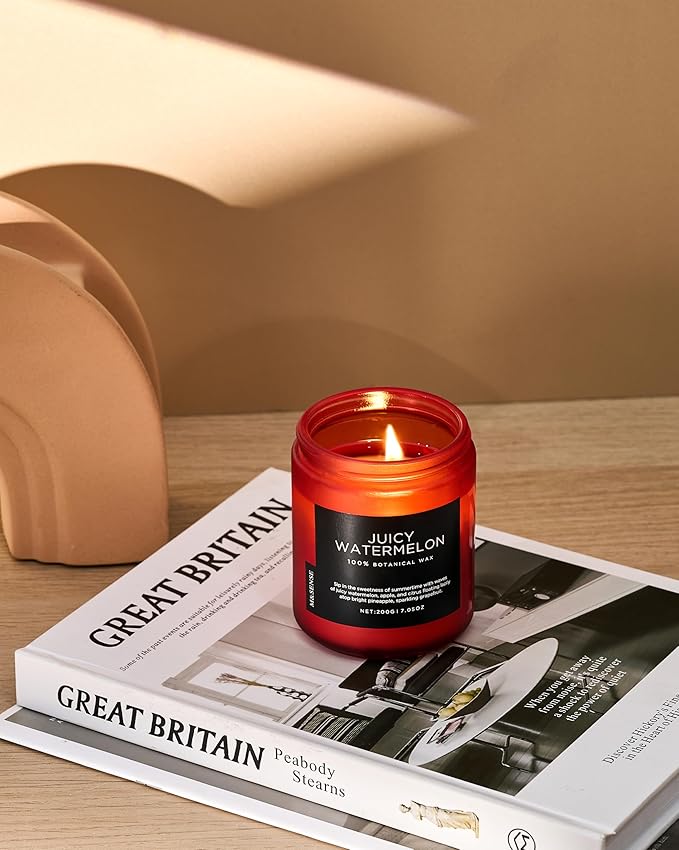 M&SENSE Juicy Watermelon Scented Candle, 7.05oz 50 Hours Clean Non Toxic Natural Soy Wax Long Lasting Candle for Women Men, 2 Wick Fruit Scent Home Fragrance Home Decor for Housewarming Gifts - Bloomnest