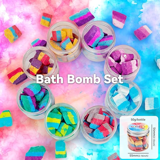 Bath Bombs Color Fizzies for Kids: 8 Pcs Scented Potion Bottles 14 Colors Water Tablets Organic Natural Shower Steamers Fun Science Toddler Foams Bubbles Sets Birthday Gift for Girls Boys Ages 3+ 4-8 - Bloomnest
