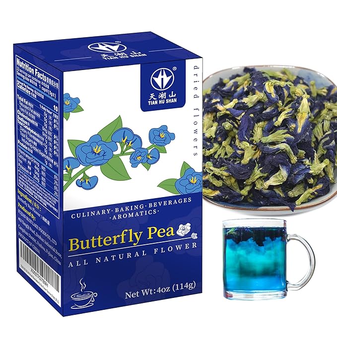 TIAN HU SHAN Butterfly Pea Flower Tea, Butterfly Pea Flowers Loose Leaf, 100% Natural Herbal Tea, 4 Ounce (Pack of 1) - Bloomnest