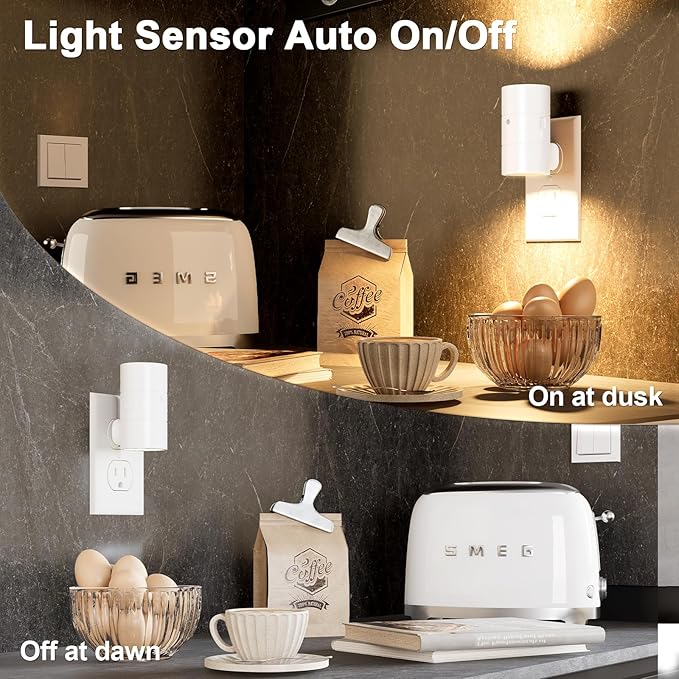 NIORSUN Night Lights Plug into Wall, Dimmable with 3 Color Modes & Auto On/Off Sensor, Ultra-Slim Nightlight for Hallway, Bathroom, Bedroom, Nursery, Kitchen (2 Pack, White) - Bloomnest