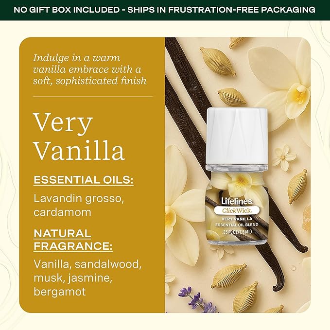 Lifelines ClickWick Essential Oil Blends for Lifelines Diffusers, 3-Pack Very Vanilla Set – Essential Oil Blend Refill for Candle, Plant & Shower Aromatherapy Diffuser – Fragrance for Diffusers - Bloomnest
