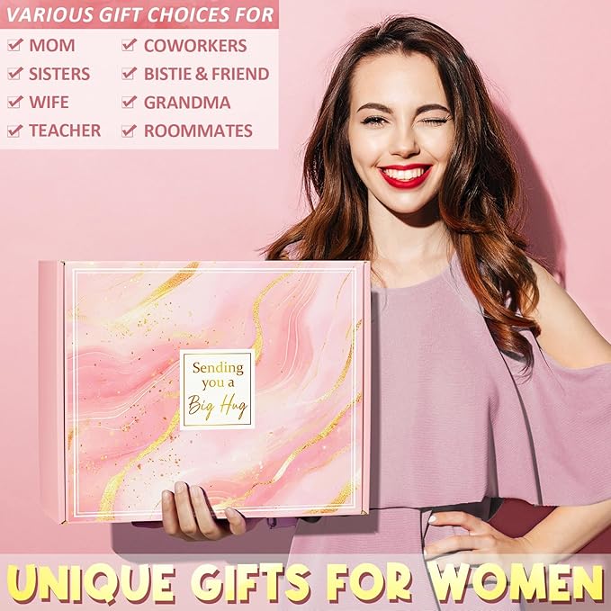 Birthday Gifts for Women Self Care Get Well Soon Gifts, Rose Relaxing Spa Kit Bath Gift Basket Care Package w/ Flannel Blanket 40 OZ Tumbler, Valentines Day Gift for Her Wife Mom Girlfriend Sister