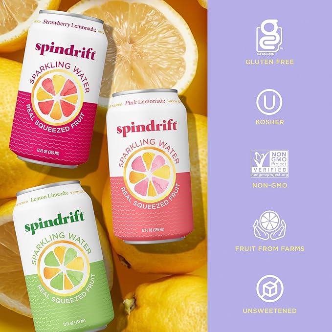 Spindrift Lemonade 3 Flavor Variety 20 Pack,12 Fl Oz (Pack of 20) - Bloomnest