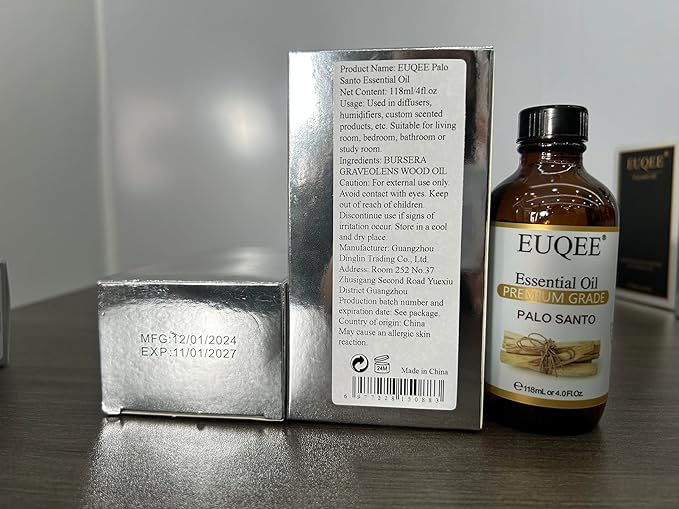 EUQEE Palo Santo Essential Oil 118mL Pure Palo Santo Oil Premium Essential Oil with Glass Dropper for Diffuser, Soap Candle Making - 4Fl. Oz - Bloomnest