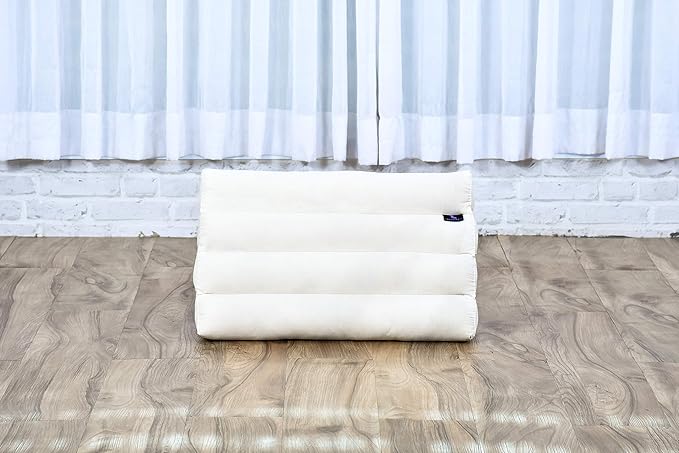 Leewadee Triangle Cushion – Comfortable Backrest for TV or Reading, Incline Pillow for Relaxing Made of Kapok, 20 x 13 x 13 inches, Ecru - Bloomnest