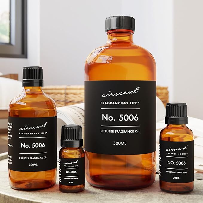 AirScent Diffuser Oil Inspired by TF's Ombre Leather - No. 5006 Perfume Dupe - Fragrance Oil Blend for Ultrasonic and Waterless Diffusers and Crafting - 500 ml, 16.9 fl oz Glass Bottle