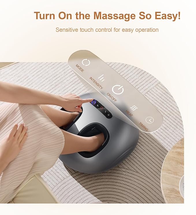 Foot Massager Machine with Heat, Double Shear Massage Core, Shiatsu Feet Massager with Airbag Full Wrapped, Plantar Fasciitis Massage, Automatic Foot Kneading Points, Gifts for Family and Friends - Bloomnest