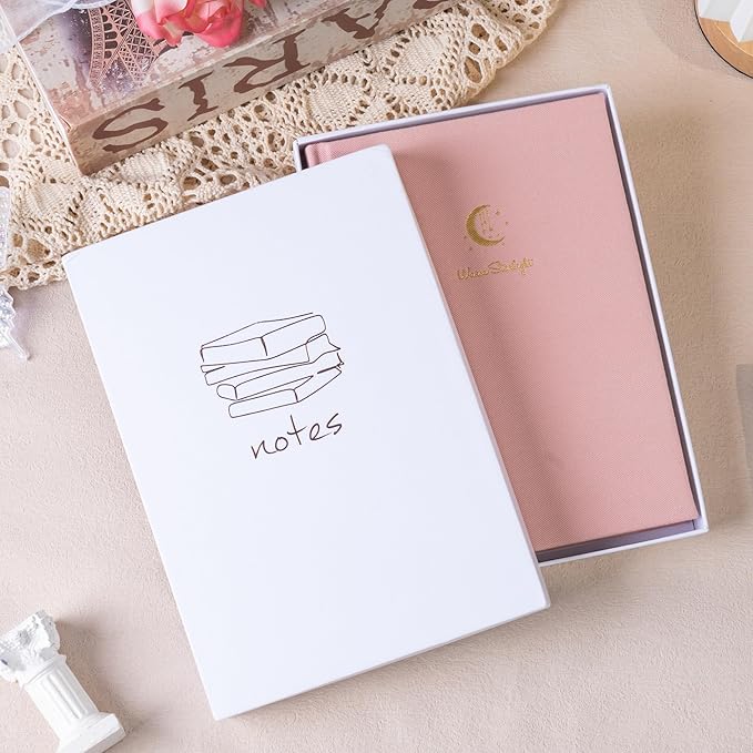 CAGIE Lined Journal Notebook for Women Girls, A5 Hardcover Linen Journals For Writing 256 Pages, Aesthetic Womens Diary, Gifts 8.3'' x 5.7'' Pink - Bloomnest