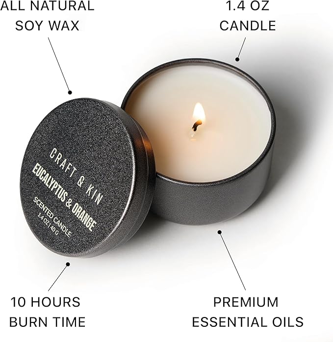 Craft & Kin Scented Votive Candle Gift Set of 6 | Small Luxury Fall Scented Candles Gift Set for Home | Candle Box with Assorted Scents | 15–20 Hour Burn Each - Bloomnest