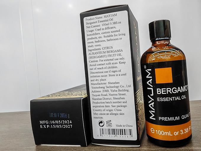 MAYJAM 100ML/3.38FL.OZ Bergamot Fragrance Oils with Glass Dropper, Essential Oils for Diffusers for Home, Long Lasting Scented Oils for Diffusers Soap Candle Making - Bloomnest