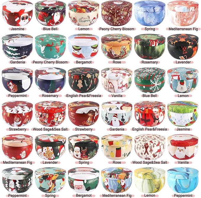 36 Pack Christmas Scented Candles Set for Home, Relaxing Stress Relief, Aromatherapy - Natural Soy Wax and Fragrance - Gifts for Women, Mom, Best Friend, Wife, Birthday - Bloomnest