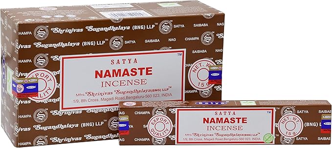 EARTH Satya Namaste Incense Sticks 15 GMS (Pack of 12) (Green Certified) Indian Perfumed Hand Rolled Agarbatti Perfect for Worship,Relaxation, Medication. Earth