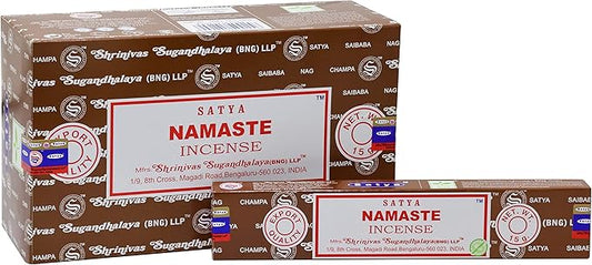 EARTH Satya Namaste Incense Sticks 15 GMS (Pack of 12) (Green Certified) Indian Perfumed Hand Rolled Agarbatti Perfect for Worship,Relaxation, Medication. Earth