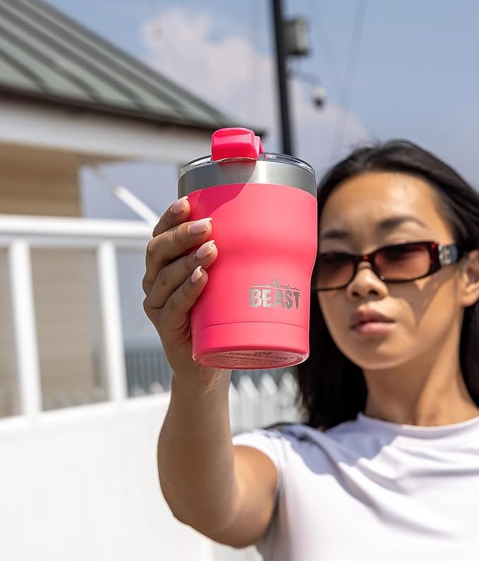 Beast 10 oz Tumbler Stainless Steel Vacuum Insulated Coffee Ice Cup Double Wall Travel Flask (Cupcake Pink) - Bloomnest