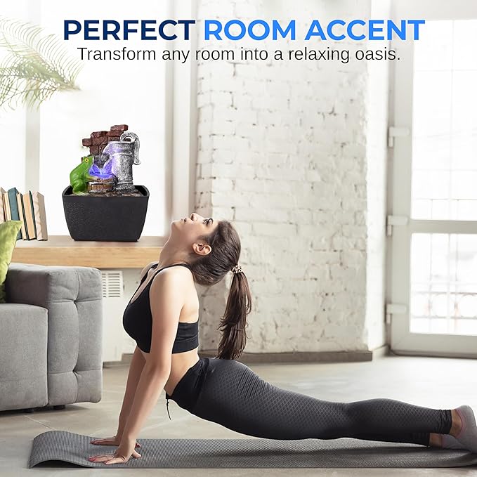 SereneLife Tabletop Water Fountain, Home Decor Soothing Sound Machine with Automatic Pump, Zen Relaxing Decor for Meditation, Perfect Holiday Thanksgiving Christmas Gift, 6.7" Tall