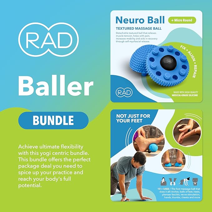 RAD Baller Bundle – Myofascial Release Balls for Full Body Mobility & Recovery, Trigger Point Relief – Includes Rounds (Set of 3), Recovery Rounds (Set of 2), and Neuro Ball Foot Roller - Bloomnest