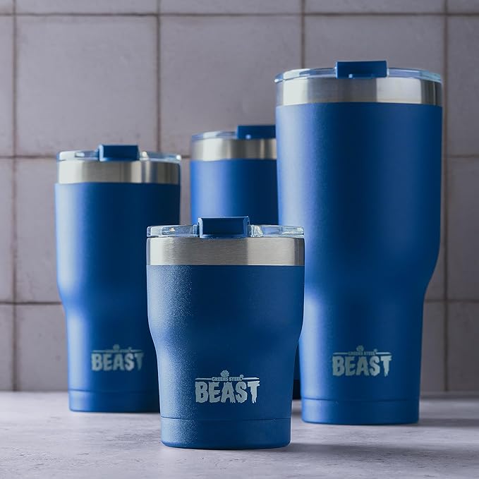 Beast 10 oz Tumbler Stainless Steel Vacuum Insulated Coffee Ice Cup Double Wall Travel Flask (Royal Blue) - Bloomnest