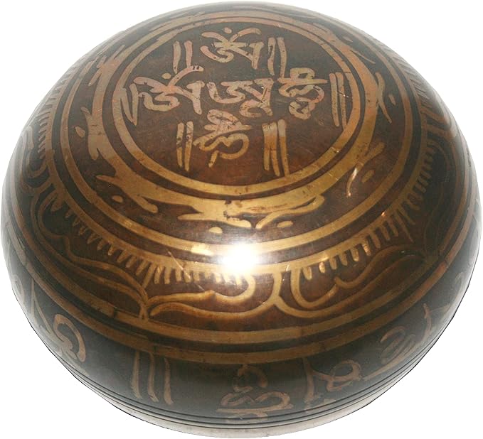 3010 SB 'F' Note Heart Chakra Antique Tibetan Auspicious Symbol Bowl Set ~ Nepal - Bloomnest