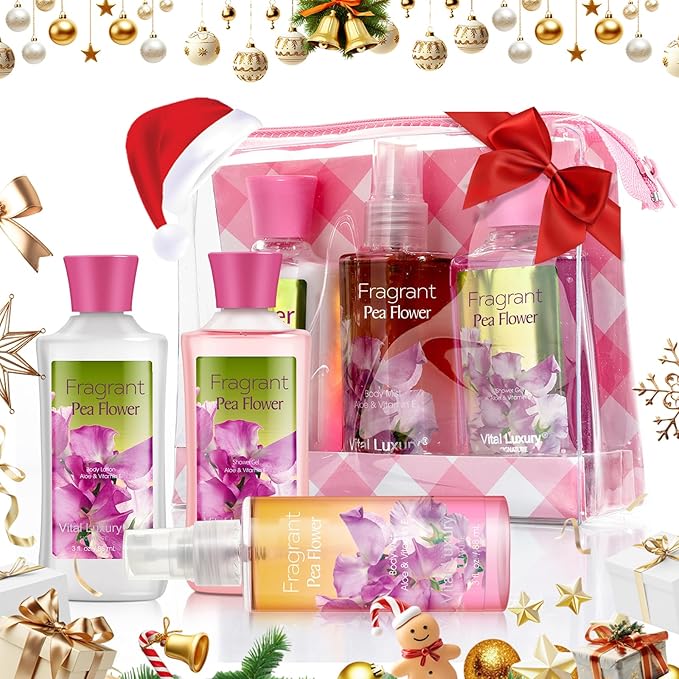 Bath & Body Care Travel Set Pea Flower Scent Home Spa Set with Body Lotion, Shower Gel and Fragrance Mist - Bloomnest