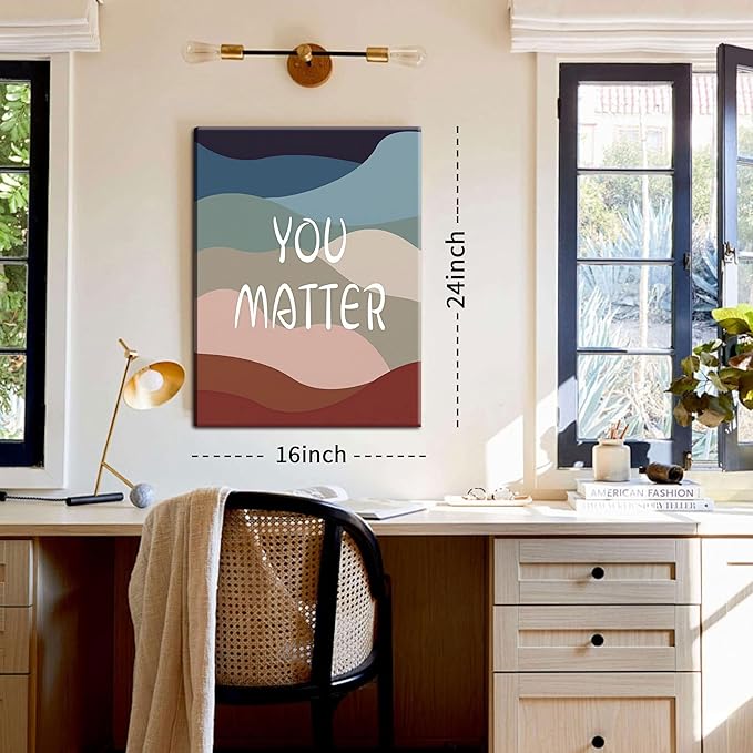 YHCTHT You Matter Canvas Wall Art – Framed Inspirational Positive Affirmation Wall Decor, Motivational Painting Artwork Prints for Bedroom, Home Office, or Meditation Room – 16x24in - Bloomnest