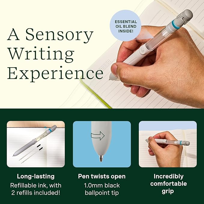 Lifelines Pen Diffuser Set, Cotton Candy - 1mm Black Ballpoint Pen with Scented Essential Oil Blend & 2 Ink Refills – Aromatherapy Diffuser & Sensory Immersion Diffuse Aroma As You Write - Bloomnest