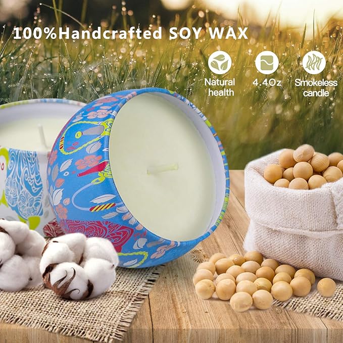 Scented Candles Gift Sets, Soy Wax 4.4 oz Portable Travel Tin Candles Women Birthday Gift Stress Relief Sweet Fragrance Home Aromatherapy Candle Set 4 Pack - Bloomnest
