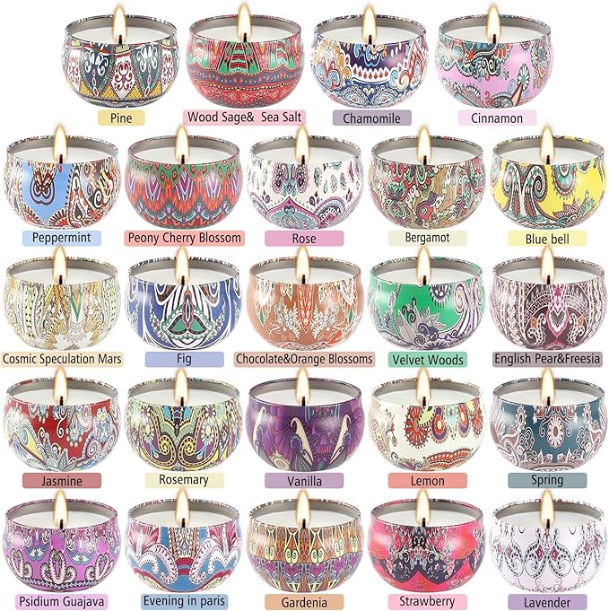 24 Pack Scented Candles Set for Home, Relaxing Stress Relief, Aromatherapy - Natural Soy Wax and Fragrance - Gifts for Women, Mom, Best Friend, Wife, Birthday - Bloomnest