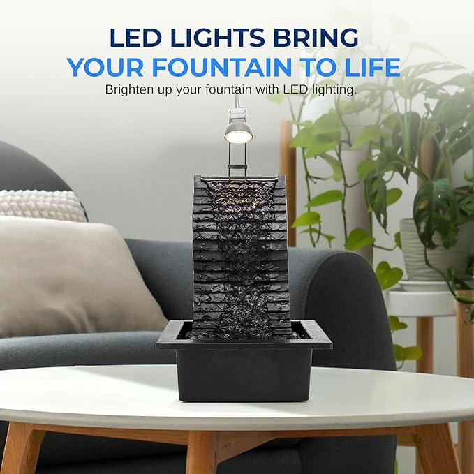 SereneLife Tabletop Water Fountain, Home Decor Soothing Sound Machine with Automatic Pump, Zen Relaxing Decor for Meditation, Perfect Holiday Thanksgiving Christmas Gift, 11" Tall