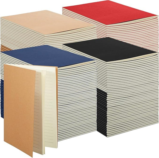 Mimorou 100 Pcs Journals Notebooks Bulk - Kraft Softcover A5 Small Notebooks 5.5 Inch x 8.3 Inch Notepads with 60 Page 30 Sheet for Writing Sketch Travel Office Supplies(Black, Brown, Red, Navy,Lined) - Bloomnest