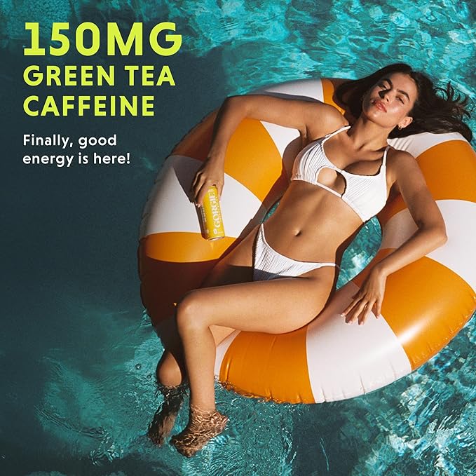 GORGIE Sugar Free Natural Energy Drinks, Sparkling Mango Tango (12 Pack) - Healthy Energy Drinks - Natural Coffee Replacement with Green Tea Caffeine and Biotin - 150mg Caffeine, Vegan, & Low Calorie - Bloomnest
