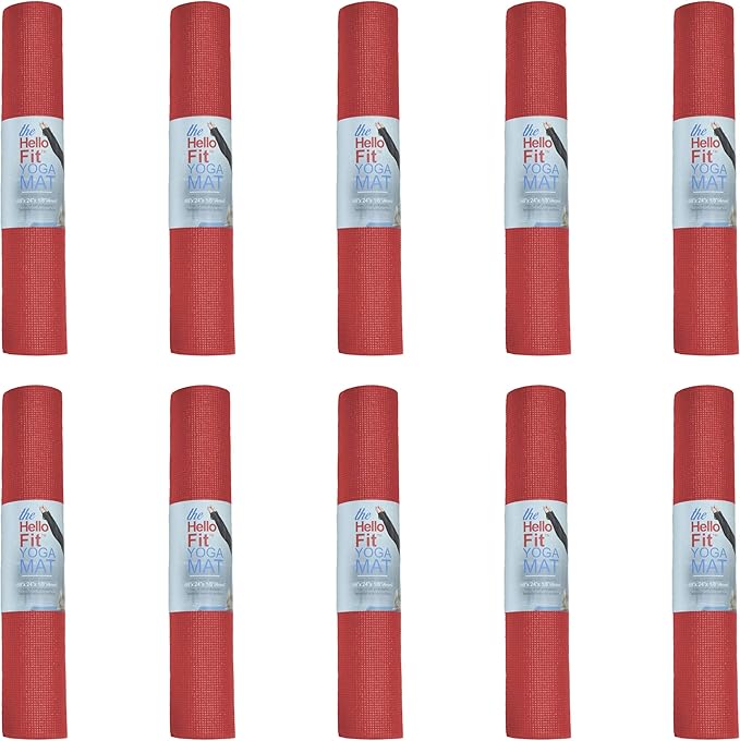 Hello Fit 10-Pack Yoga Mat, 68" x 24" Non Slip Exercise Mat, 4mm Thick Gym Mat for Fitness and Stretching, Bulk Non Toxic Yoga Mats for Schools and Studios - Bloomnest