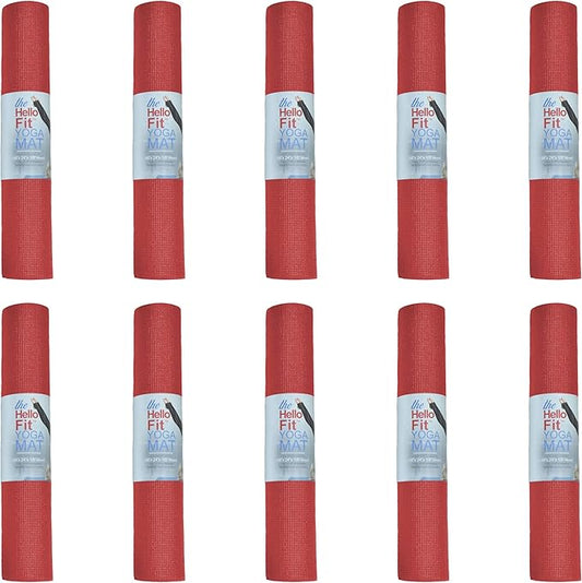 Hello Fit 10-Pack Yoga Mat, 68" x 24" Non Slip Exercise Mat, 4mm Thick Gym Mat for Fitness and Stretching, Bulk Non Toxic Yoga Mats for Schools and Studios - Bloomnest