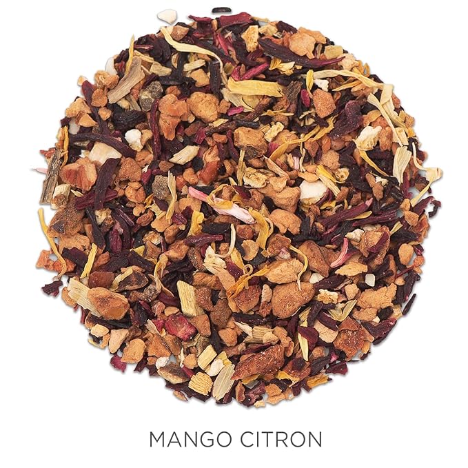 Tea Forte Mango Citron Premium Organic Loose Leaf Caffeine-Free Herbal Tea Blend Canister, Makes 35-50 Cups - Bloomnest