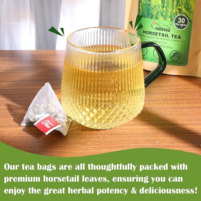FullChea - Horsetail Tea, 1.5g X 30 Count - Premium Dried Horsetail Herb For Hair & Nail - Non-GMO - Caffeine-free - Natural Cola De Caballo Hierba - Bloomnest