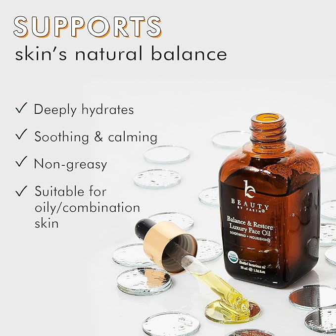 USDA Organic Face Oil - USA Made with Natural Ingredients, Anti Aging Formula for Acne-Prone & Oily Skin, Facial Oil with Vitamin E, Rosehip, Argan & Jojoba Oils for Sensitive Skin, Eczema & Rosacea - Bloomnest