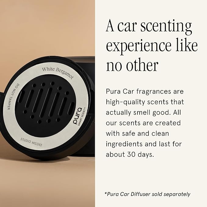 Pura and Studio McGee - Fragrance for Car Diffuser - Clean & Safe Luxury Scent Refill - Long-Lasting for 30 Days of Aroma - Must-Have Accessory- White Bergamot - Bloomnest