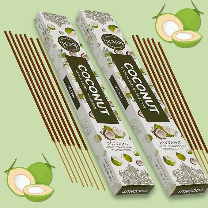 TRUMIRI Coconut Incense Sticks - Total 40 Sticks, Dual Pack of 20, Non-Toxic, Natural Ingredients TRUMIRI