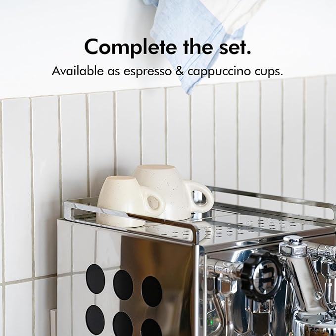 KIVY Cappuccino cups set [4x 8oz] - Thick-walled stoneware cappuccino cup set for latte art - Cappuccino coffee cups - Tazas de cafe - Latte cups - Ceramic latte art cup and saucer set of 4 - Bloomnest