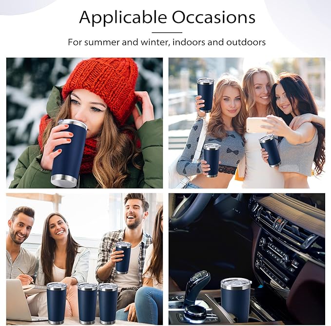 Sieral 36 Packs Stainless Steel Tumbler Bulk with Lid Vacuum Double Wall Insulated Travel Coffee Mug Powder Coated Tumbler Cup for Graduation Wedding Christmas Birthday Party(Navy Blue, 16 oz) - Bloomnest