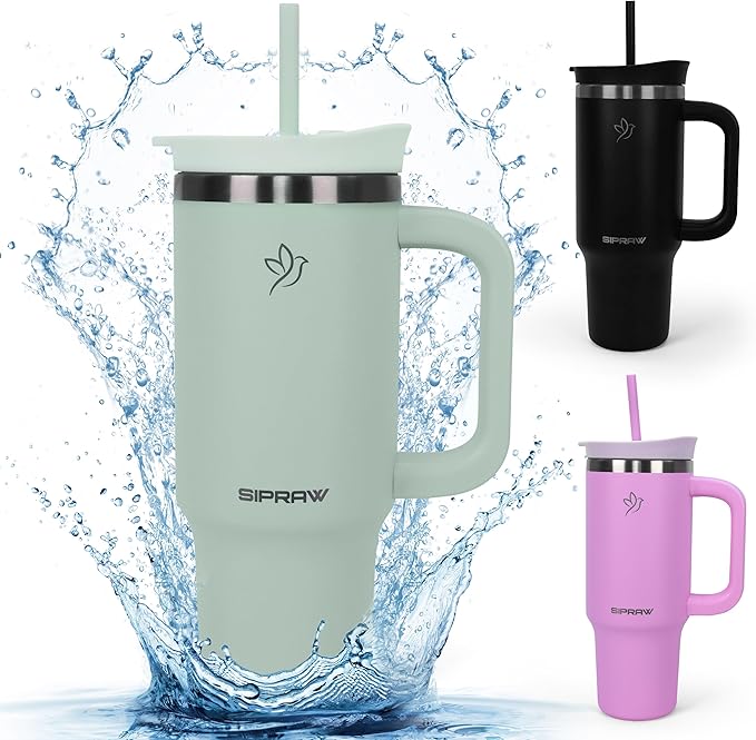 Tumbler with Handle, Insulated Tumbler with Lid and Straw, Stainless Steel Travel Coffee Mug, Cup Holder Friendly, Perfect for Camping, Travelling & Gifting, 30oz, Pastel green - Bloomnest