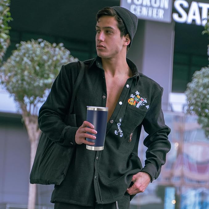 20oz Tumbler Bulk Stainless Steel Tumbler Cup with Lid Vacuum Insulated Double Wall Travel Mug, Durable Powder Coated Travel Coffee Tumbler Mug for Hot & Cold Drinks, Navy,12 Pack