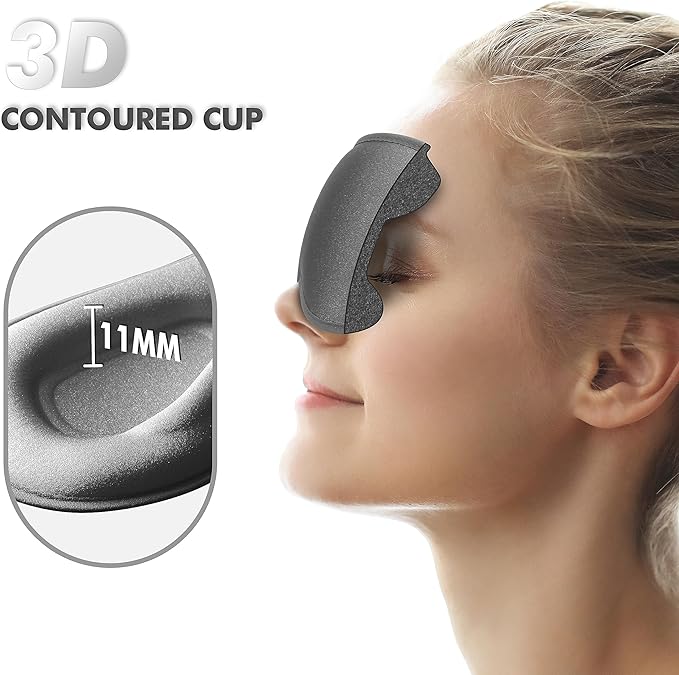 Sleep Eye Mask for Side Sleeper, Lash Extensions 3D Contoured Cup Sleeping Mask for Men Women, Travel Blackout Night Blindfold Eye Shade Cover with Adjustable Strap (Grey-Side Sleeper) - Bloomnest