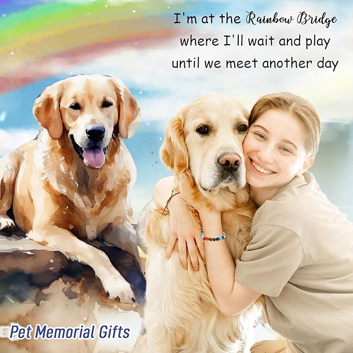 TONY & SANDY Dog Memorial Gifts, Pet Sympathy Rainbow Bridge Pet Memorial Bracelet for Men Women Girls Who Loss of Beloved Dog Cat - Bloomnest