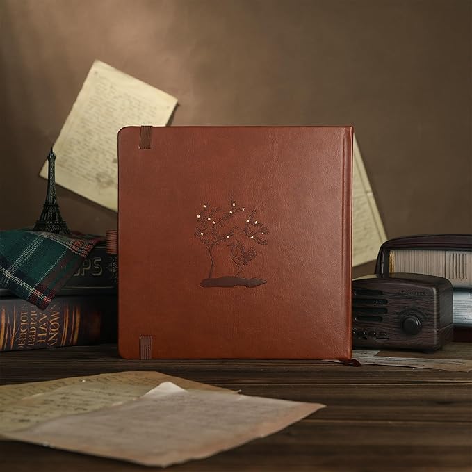 TIEFOSSI Dotted Journal Notebook, Dot Grid Notebook for Women Men, Hardcover PU Leather Journal, 160 GSM Thick Paper, 160 Numbered Pages with Gold Edges, 8 x 8 Square Diary - Bloomnest