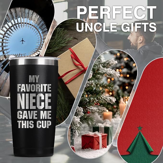Father's Day Gift for Uncle, Aunt from Niece - Best Uncle Tumbler - Gifts for Father's Day, Christmas, Birthday - Funy 20oz Stainless Steel Insulated Tumbler, Black - Bloomnest