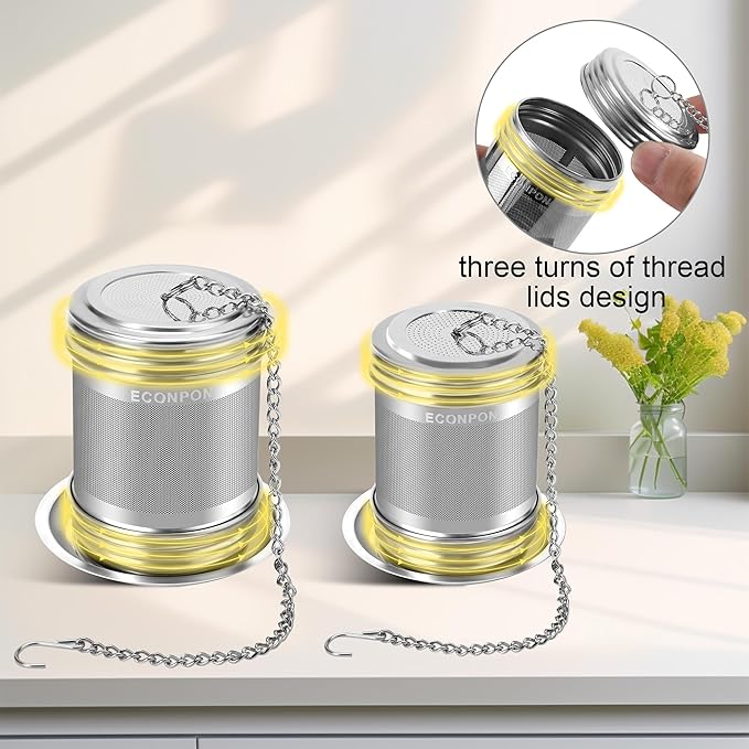 2 Pack Reusable Tea Steeper Extra Fine Mesh Tea Infuser Stainless Steel Tea Strainer for Loose Leaf Tea - Bloomnest