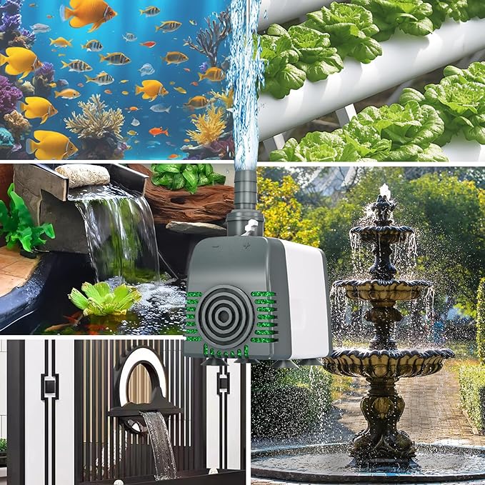 Pond Pumps 880GPH Submersible Water Pump with 10ft long cord for Fountains, Hydroponics, Ponds, Aquariums & More - Bloomnest