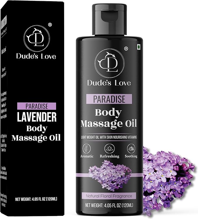 Organic - Lavender Floral Edible Full Body Massage Oil - Relaxing, Calming | No Stain & Non-Sticky |with Fractionated Coconut Oil, Orange Blossom & Lavender Oil - 4.05 Fl Oz - Bloomnest
